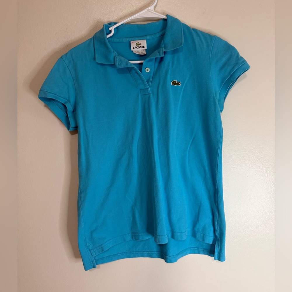 Lacoste Classic Short Sleeve Polo in Turquoise Blue in size 42